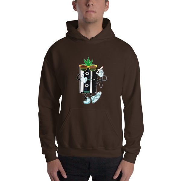Unisex Audio Tape and Weed Hoodies Funny Hoodie Marijuana Lovers Hoodie Multicolor- unisex heavy blend hoodie dark chocolate front 654305308a204.jpg