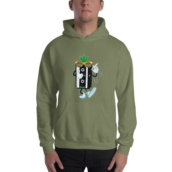 Unisex Audio Tape and Weed Hoodies Funny Hoodie Marijuana Lovers Hoodie Multicolor- unisex heavy blend hoodie military green front 65430530939be.jpg